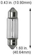 Incandescent Miniature Festoon 5W 6V CLEAR FESTOON 11X44MM