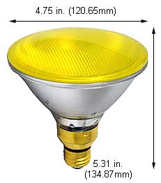 Tungsten Halogen(Quartz) Tungsten Halogen Bulbs Medium Par38 75PAR38QFL/YELLOW 130V FLOOD