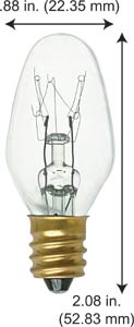 Incandescent Christmas Bulbs - Strings C7 Bulbs 7C7CL-BULK CLEAR       130V