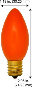 Incandescent Colored Chandelier 7C9O -BULK ORANGE      130V