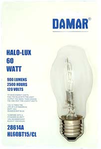 Tungsten Halogen(Quartz) Tungsten Halogen Bulbs Medium Halolux HL60BT15/CL