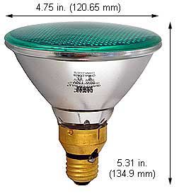Tungsten Halogen(Quartz) Tungsten Halogen Bulbs Medium Par38 75PAR38QFL/GREEN 130V FLOOD
