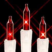 Incandescent Christmas Bulbs - Strings Mini Strings 50LT-MINI-RED 16FT  White wire