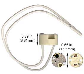 Tungsten Halogen(Quartz) Tungsten Halogen Sockets Quartz MR16s G8 SOCKET  6 INCH LEADS